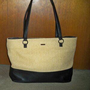Hammitt Andersen Chaparral Raffia and Black Leather Tote, EUC $425!!